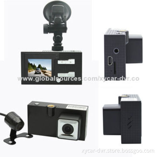 HD 720P Dual-lens Car Black Box with GPS/G-sensor/Voice Speech/AV-in/Motion Detection